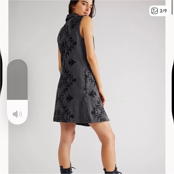 Free People Nordic Clash  Geometric Print Denim Wrap Vest.  Size Medium - Picture 4 of 12